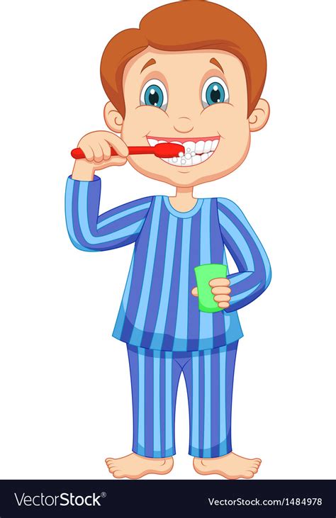 Cute little boy cartoon brushing teeth Royalty Free Vector