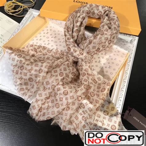 Louis Vuitton Monogram Cashmere Scarf Beige LV1766 108 00 IOffer