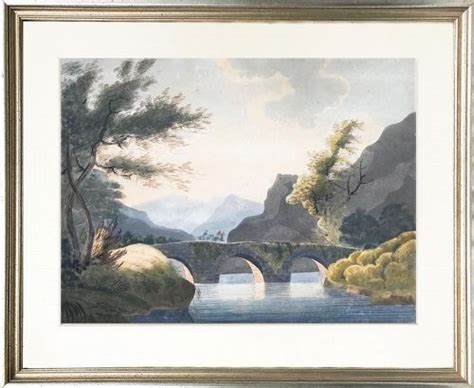 Antique 19th Century Italian Baroque Watercolor Landscape Painting ...