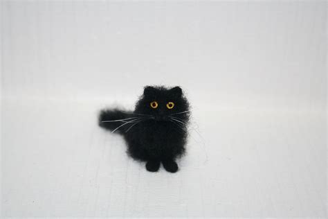 Miniature Dollhouse Cat Miniature Needle Felted Cat Black Etsy