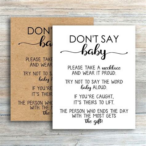 Don T Say Baby Game Don T Say Baby Printable Etsy