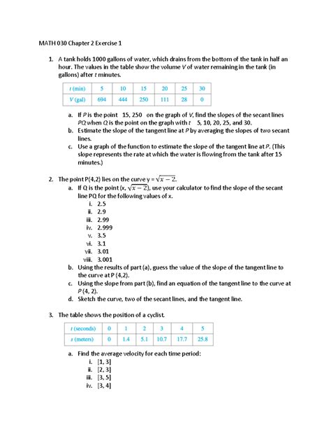 Math 030 Chapter 2 Exercise 1 Math 030 Chapter 2 Exercise 1 A Tank