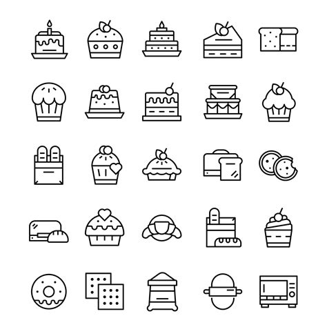 Set Of Bakery Icons With Line Art Style 2043028 Vector Art At Vecteezy