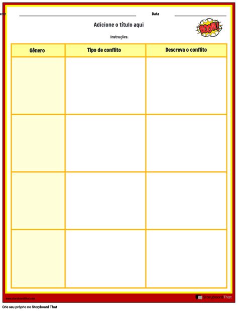 Planilha De Conflitos E G Neros Storyboard By Pt Examples