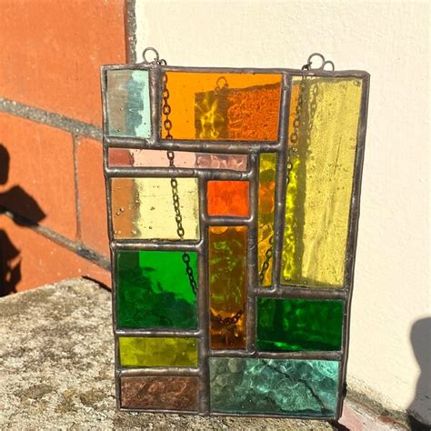 Abstract Stained Glass Sun Catcher Etsy