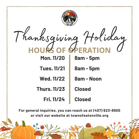 Thanksgiving Office Hours Eatonville Fl