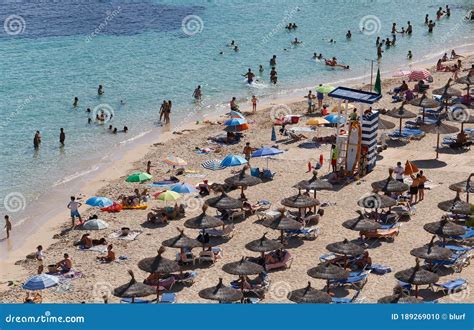 People Sunbathe in Portals Nous Beach in Mallorca Wide Editorial Image ...