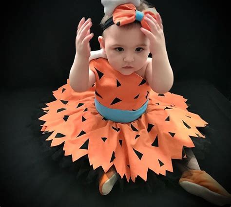 Pebbles Costume For Baby Flintstones Birthday Party Dress Etsy