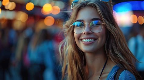 Premium Photo A Woman Wearing Glasses With A Smile That Says Smile