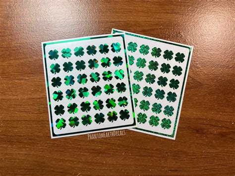 Small Shamrock 4 Leaf Clover Glitter Planner Stickers St Patricks Day Vinyl Calendar Markers