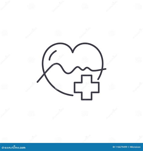 Cardiology Linear Icon Concept Cardiology Line Vector Sign Symbol