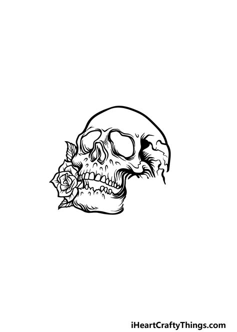 Skull And Snake And Roses Drawings