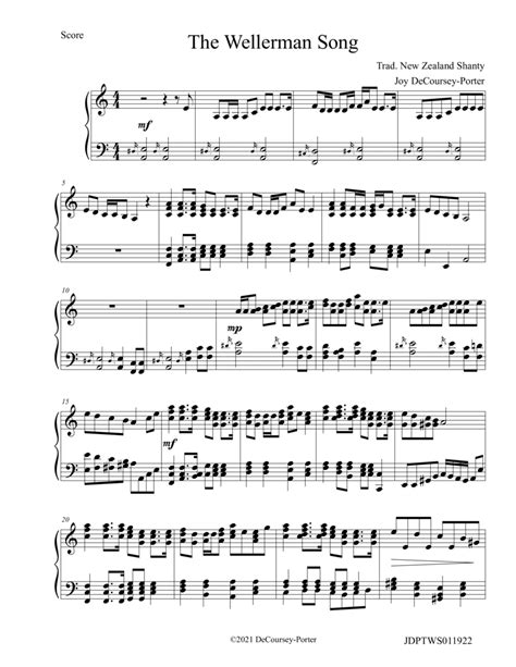 The Wellerman Song For Solo Piano Arr Joy DeCoursey Porter By