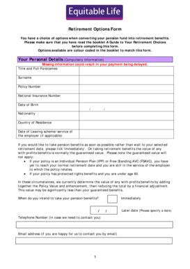 Fillable Online Retirement Options Form Fax Email Print PdfFiller