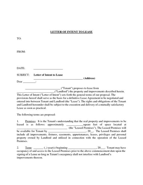 Commercial Lease Letter Of Intent Template Collection - Letter Template ...