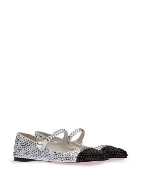 Miu Miu Crystal Studded Ballerina Pumps Farfetch