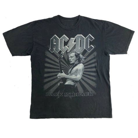 Band Tees Ac Dc Back In Black 2010 Rock Tour Metal Concert T Shirt