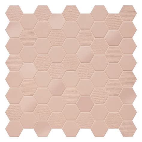 Mini Tomette Mosaique Hexagone Rose Mat Sol Et Mur Effet Tissu X