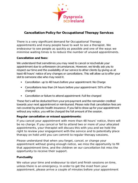 Why Do Therapist Have A Strict Cancellation Policy Doc Template Pdffiller