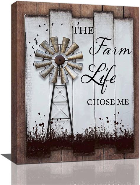 Farmhouse Windmill Wall Art Vintage Rustic Windmill Picture Wall Decor Country Windmill Painting