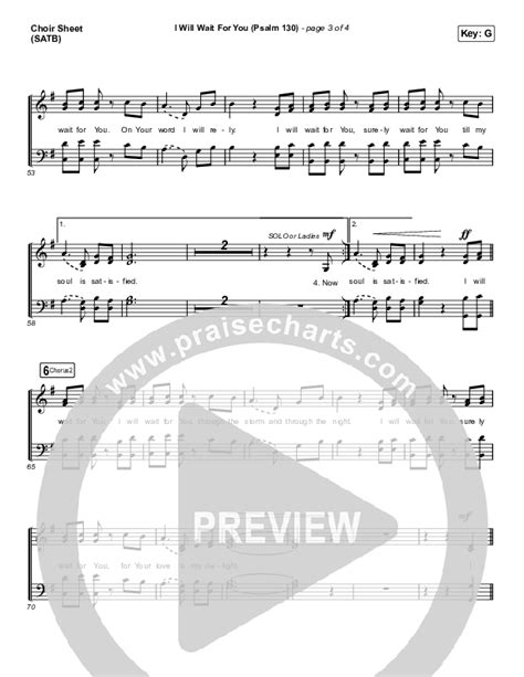 I Will Wait For You Psalm 130 Choral Anthem SATB Choir Sheet Music