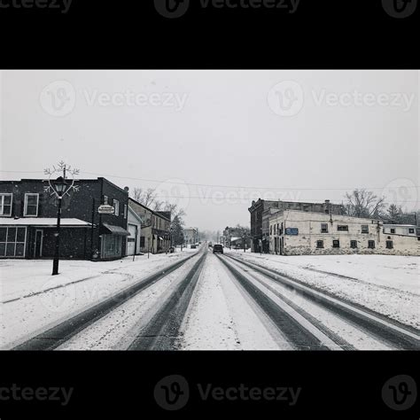 Snowy Small Town 16975682 Stock Photo at Vecteezy