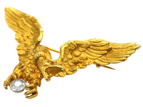 French 18ct Gold Eagle Brooch by Gaston Lafitte (94L) | The Antique Jewellery Company