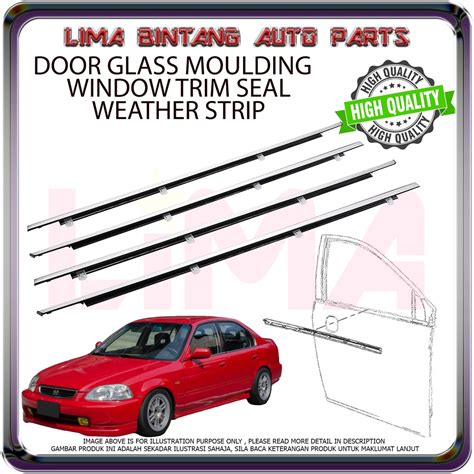 Honda Civic Ej Ek So4 Door Glass Moulding Weatherstrip Chrome Outer 1996 2000 Shopee