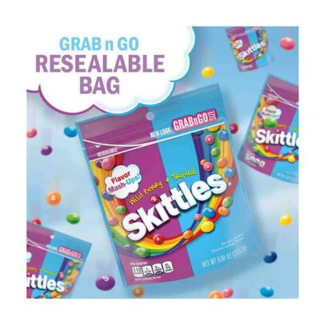 Skittles Flavor Mash-Ups Bag, Wild Berry and Tropical Candy, 9 oz.