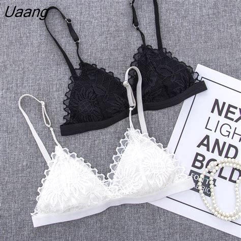 Uaang Woman Bra Floral Lace Bra Wire Free Bralette Lingerie Female