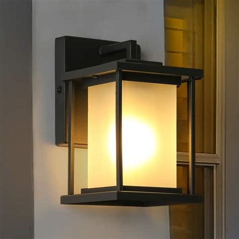 Modern 1 Light Lantern Outdoor Glass Wall Light Led Dimmable Exterior Sconce For Garage Porch