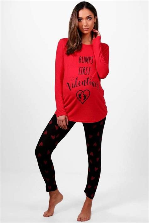 Boohoo Maternity Tess Bumps First Valentines Pj Set