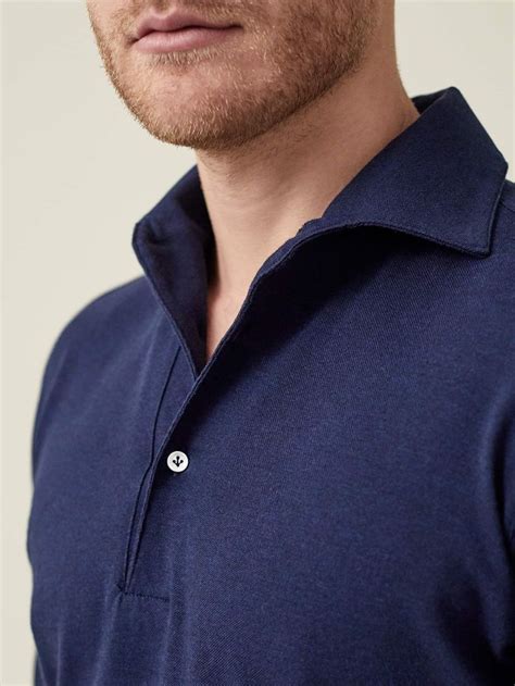 Navy Blue Brera Piqué Polo Shirt Made In Italy Luca Faloni Pique