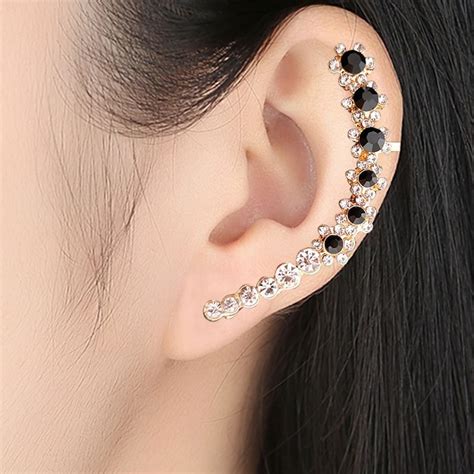 1pcs Punk Rock Strass Cristal Orelha Manguito Envolt Rio Parafuso