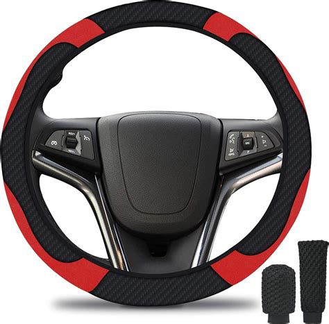 Amazon Fr Uraqt Couvre Volant Voiture Cuir Microfibre Noir Rouge