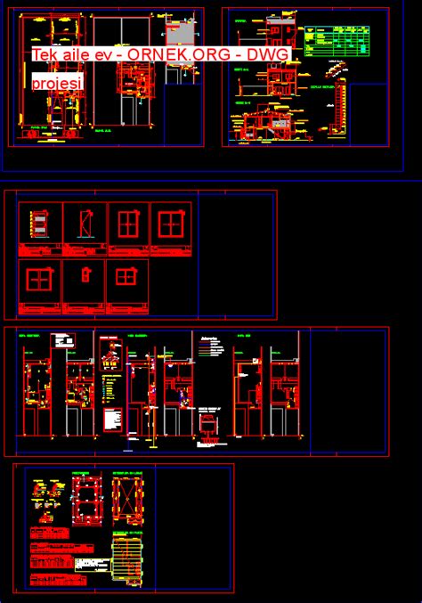 Tek Aile Ev Dwg Projesi Autocad Projeler