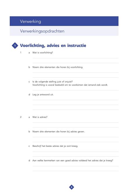 Voorlichting Advies En Instructie Niveau Werkboek By