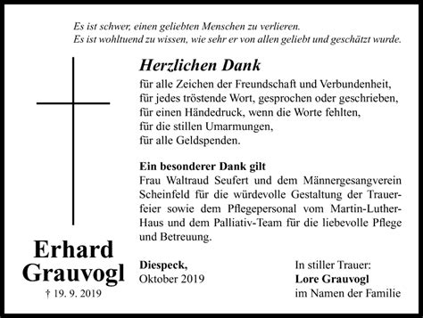 Traueranzeigen Von Erhard Grauvogl Trauer Flz De