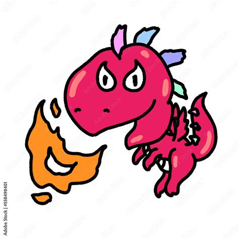 red dragon with fire, character design, cute cartoon isolated , graphic ...