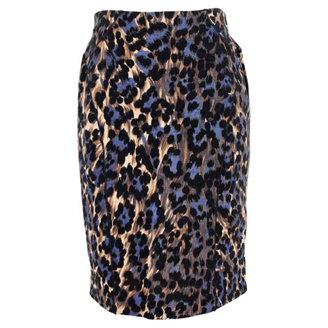 Blumarine Size 2 Cheetah Print Brown Lace Trim Pencil Skirt At 1stdibs