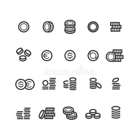 L Nea Iconos De Las Monedas El Dinero Impuesto Gana Y Cobra S Mbolos