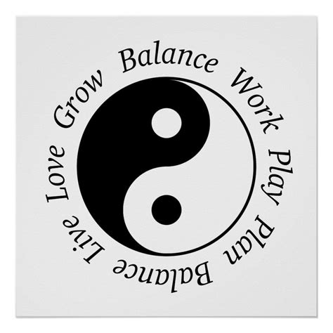 Balance Work Play Plan Live Love Grow White Poster With Black