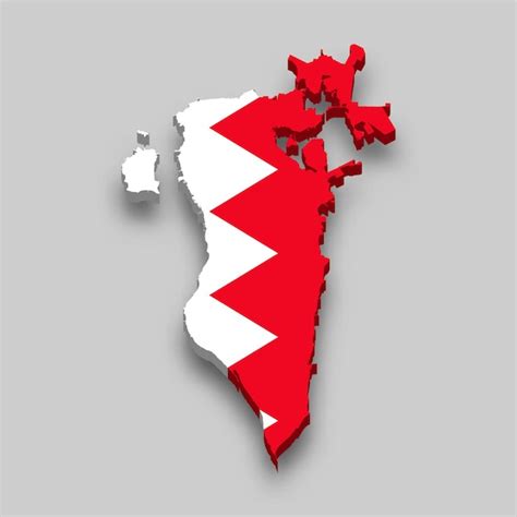 Isometrische 3d Karte Von Bahrain Mit Nationalflagge Premium Vektor