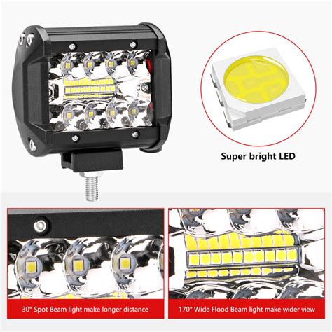 Doxmall Led Pods Light Bar 4 Inch 120w 12800lm Driving Fog Off Road