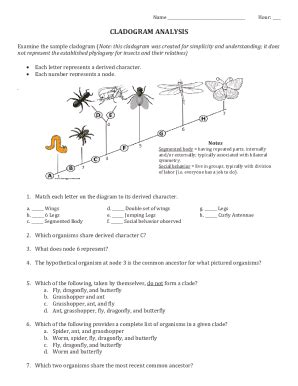 Fillable Online Cladogram worksheet Fax Email Print - pdfFiller