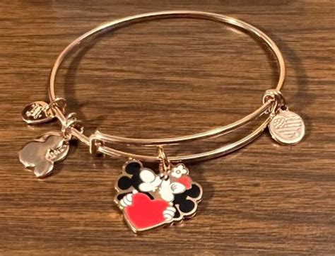 Disney Parks Alex Ani Rose Gold Bracelet W Mickey Minnie Kissing