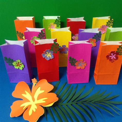 Hibiscus Flower Treat Bags Hawaiian Treat Bags Luau Themed Etsy