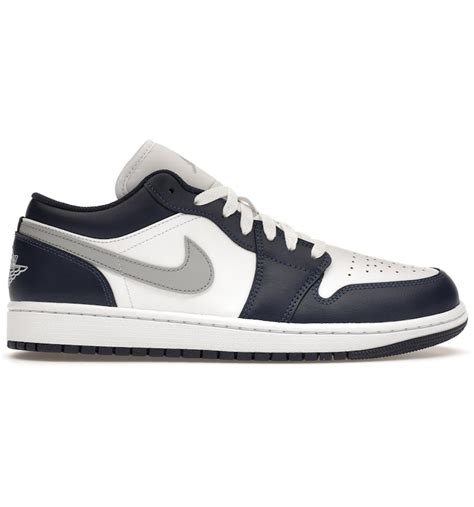 Jordan 1 Low Wolf Grey Midnight Navy Mens 553558 141 Us