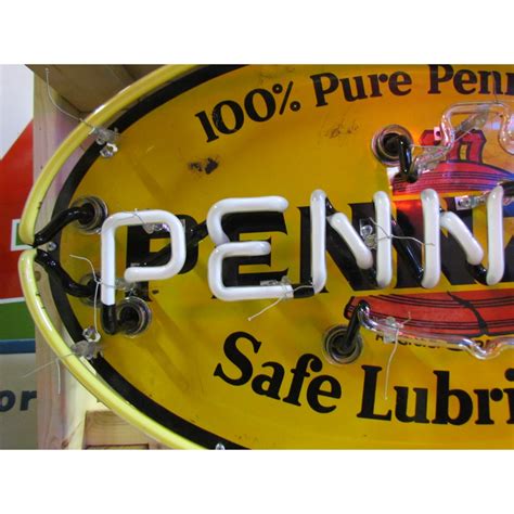 Original Porcelain Pennzoil Sign With Neon 31w X 18h