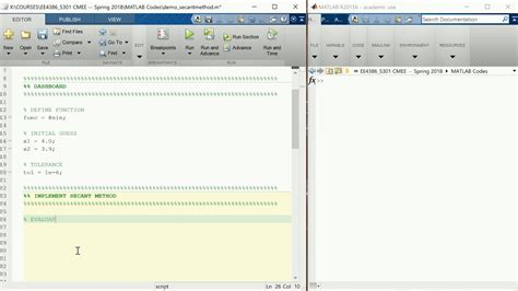 Matlab Session Secant Method Youtube